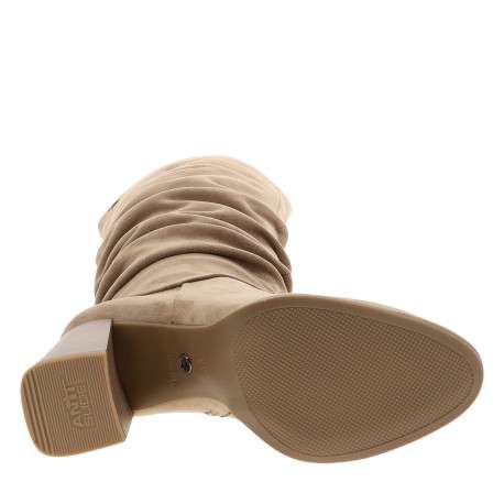 Bottes beiges à talon décroché haut pourvues d'un zip latéral - Image 6