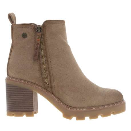Boots taupe à talon décroché haut effet bois et à zip latéral