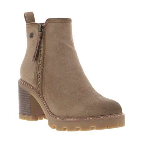 Boots taupe à talon décroché haut effet bois et à zip latéral - Image 2