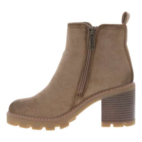 Boots taupe à talon décroché haut effet bois et à zip latéral - Image 3