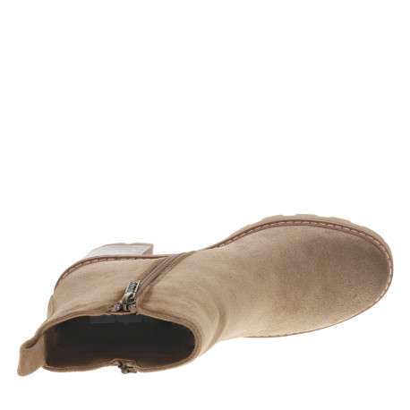 Boots taupe à talon décroché haut effet bois et à zip latéral - Image 5