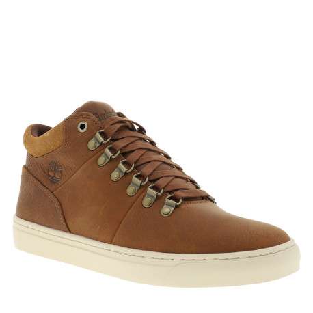 Sneakers Lisbon Hill en cuir camel à talon plat pourvues de lacets - Image 2