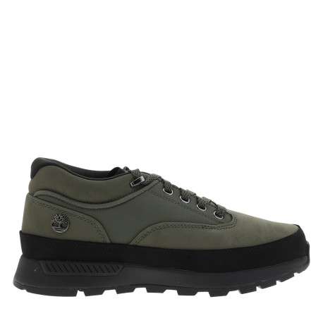 Sneakers Euro Grid Mid en cuir nubuck kaki ornées du logo métallique