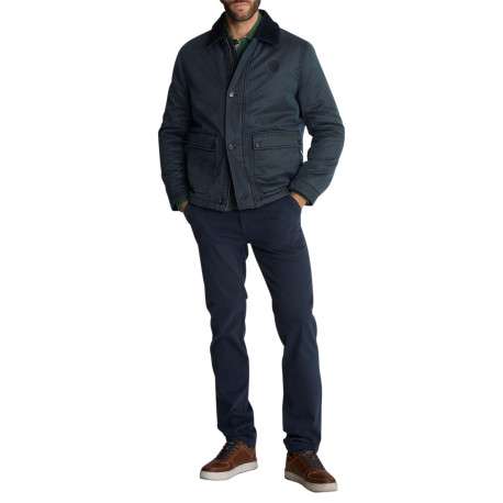 Blouson bleu marine pourvu d'une coupe droite et un col montant - Image 4