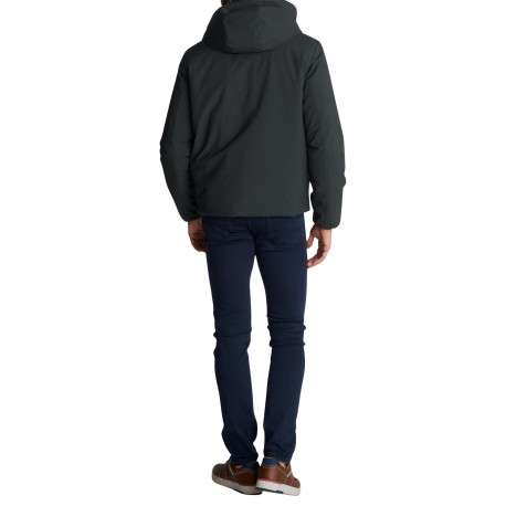 Blouson réversible bleu et gris doté d'une capuche réversible à coupe droite - Image 2