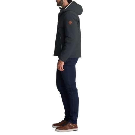 Blouson réversible bleu et gris doté d'une capuche réversible à coupe droite - Image 5