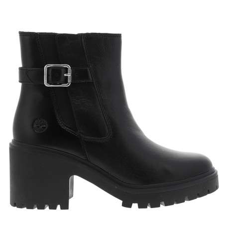 Boots Stone Heights Mid en cuir noir à talon décroché moyen agrémenté d'un zip