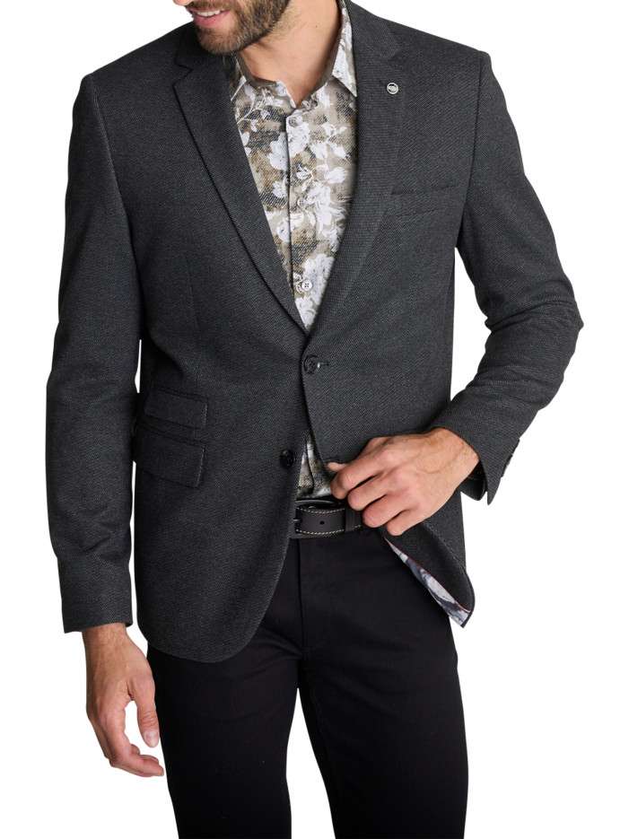 Blazer gris texturé uni...