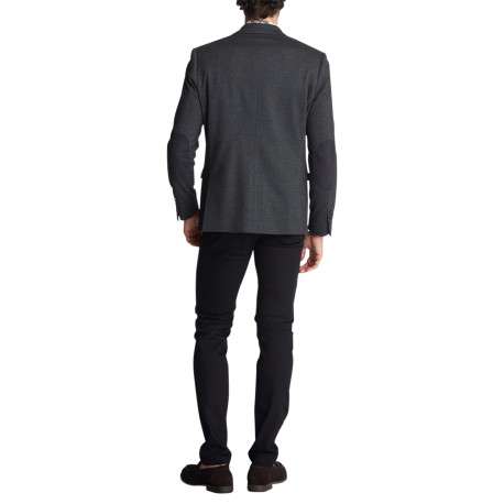 Blazer gris texturé uni pourvu d'une coupe droite et un col à revers - Image 2