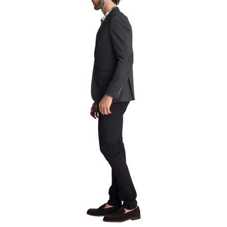 Blazer gris texturé uni pourvu d'une coupe droite et un col à revers - Image 6
