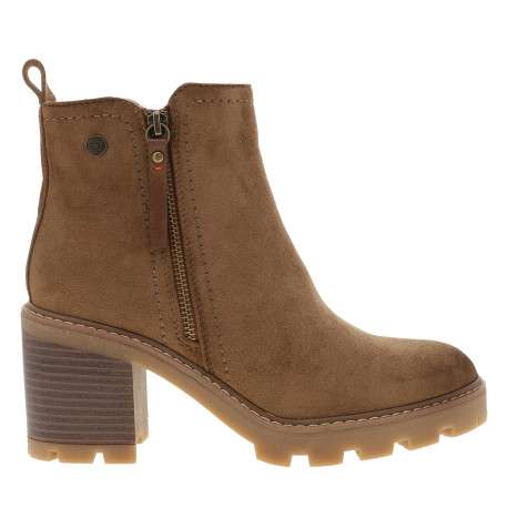Boots effet daim camel à talon décroché haut dotées de 2 zips latéraux