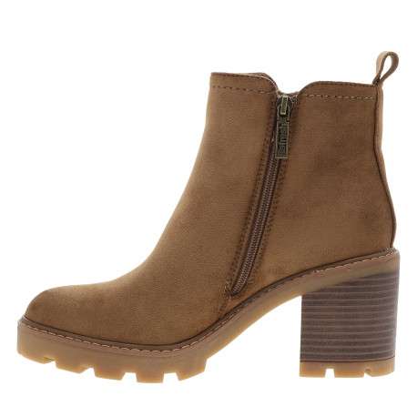 Boots effet daim camel à talon décroché haut dotées de 2 zips latéraux - Image 3