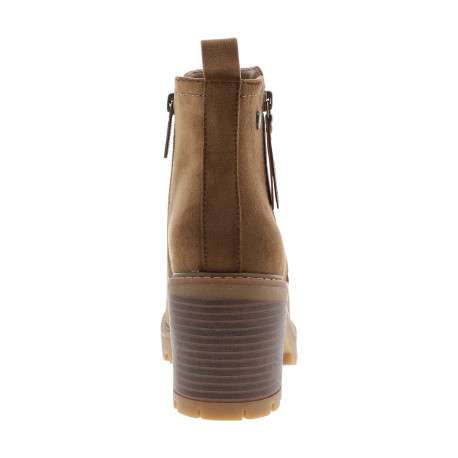 Boots effet daim camel à talon décroché haut dotées de 2 zips latéraux - Image 4