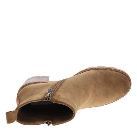 Boots effet daim camel à talon décroché haut dotées de 2 zips latéraux - Image 5