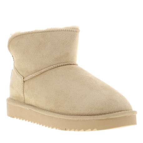 Boots beiges à talon plat et à slip-on avec doublure en fausse fourrure - Image 2
