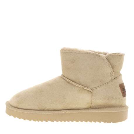 Boots beiges à talon plat et à slip-on avec doublure en fausse fourrure - Image 3