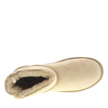 Boots beiges à talon plat et à slip-on avec doublure en fausse fourrure - Image 5