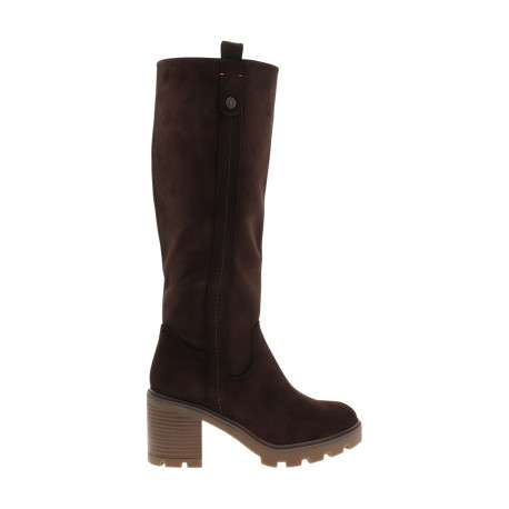 Bottes hautes à revêtement effet daim pourvues d'un talon à décroché moyen