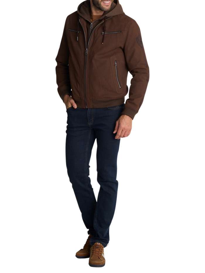 Blouson marron à capuche...