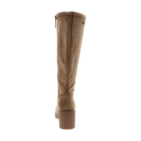 Bottes hautes camel à talon décroché moyen au fini granuleux dotées d'un zip - Image 4