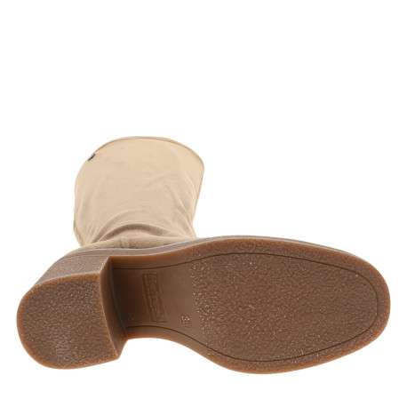 Bottes hautes camel à talon décroché moyen au fini granuleux dotées d'un zip - Image 6