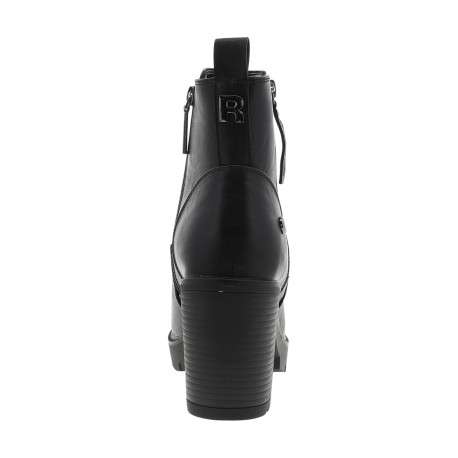 Boots noires en simili-cuir lisse à talon décroché haut dotées de 2 zips - Image 4