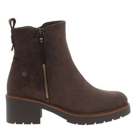 Boots marron à revêtement effet daim dotées d'un talon décroché moyen