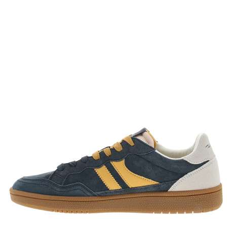 Tennis en cuir bleu marine à talon plat dotées de lacets et d'aérations - Image 3