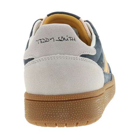 Tennis en cuir bleu marine à talon plat dotées de lacets et d'aérations - Image 4