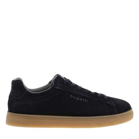 Sneakers en cuir bleu marine à talon plat pourvues de lacets ton sur ton