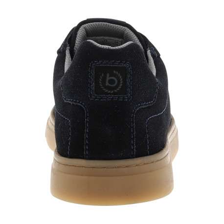 Sneakers en cuir bleu marine à talon plat pourvues de lacets ton sur ton - Image 4