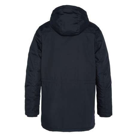 Parka longue marine unie à coupe droite avec un col à capuche et logo brodé - Image 2