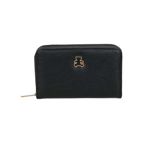 Portefeuille noir avec multiples rangements et logo de la marque