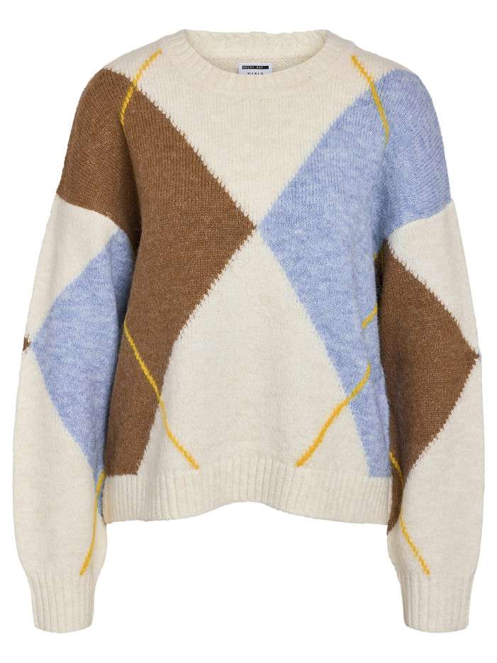 Pull écru à losanges avec...