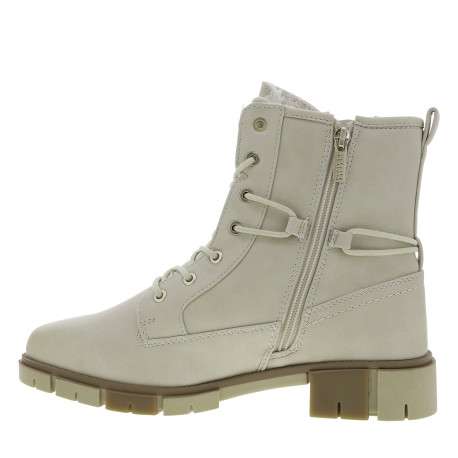 Bottines ivoire à talon décroché bas avec un zip et des lacets ronds - Image 3