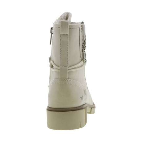Bottines ivoire à talon décroché bas avec un zip et des lacets ronds - Image 4
