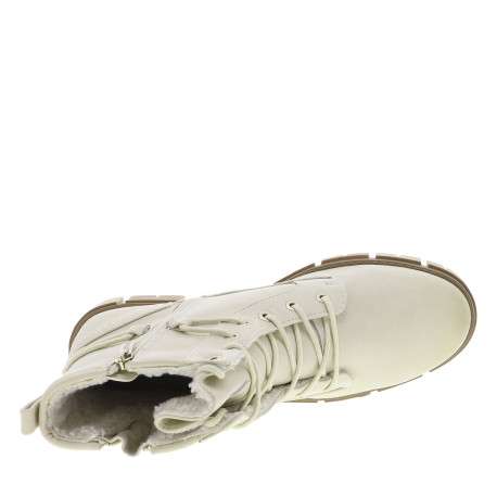 Bottines ivoire à talon décroché bas avec un zip et des lacets ronds - Image 5