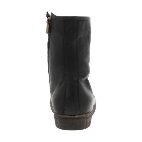 Bottines en cuir souple noir à semelle vulcanisée et à lacets et zip latéral - Image 4