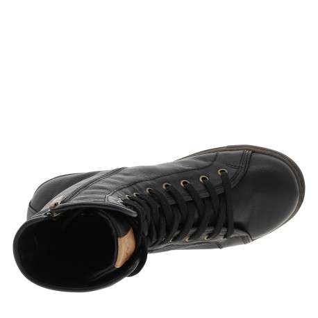 Bottines en cuir souple noir à semelle vulcanisée et à lacets et zip latéral - Image 5