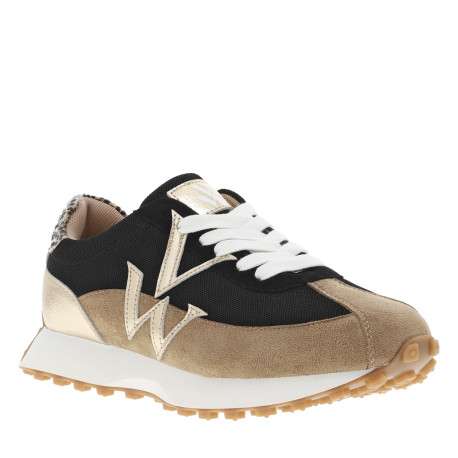 Baskets noires à lacets avec patch effet léopard à l'arrière - Image 2