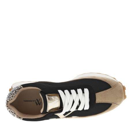 Baskets noires à lacets avec patch effet léopard à l'arrière - Image 5