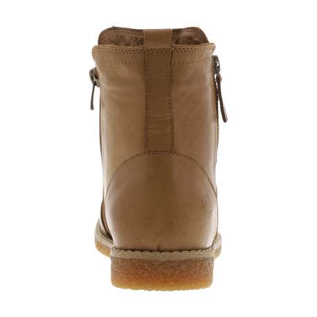 Boots en cuir marron à semelle en crêpe à talon plat et à double zip latéral - Image 4