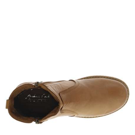 Boots en cuir marron à semelle en crêpe à talon plat et à double zip latéral - Image 5