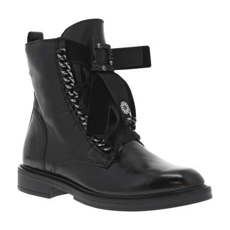 Bottines en cuir noires à semelle à talon décroché bas et à lacets plats - Image 2