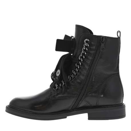 Bottines en cuir noires à semelle à talon décroché bas et à lacets plats - Image 3