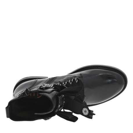 Bottines en cuir noires à semelle à talon décroché bas et à lacets plats - Image 5