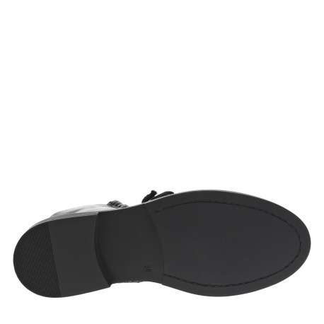 Bottines en cuir noires à semelle à talon décroché bas et à lacets plats - Image 6