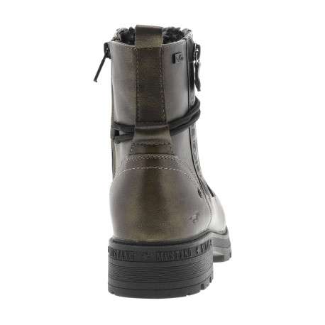 Bottines bronze à talon décroché bas avec un zip et des lacets ronds - Image 4