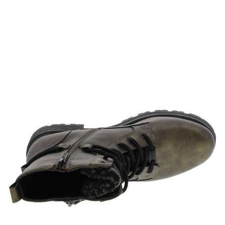 Bottines bronze à talon décroché bas avec un zip et des lacets ronds - Image 5