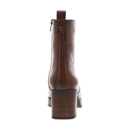 Boots en cuir cognac à semelle à talon décroché haut avec une fermeture zippée - Image 4